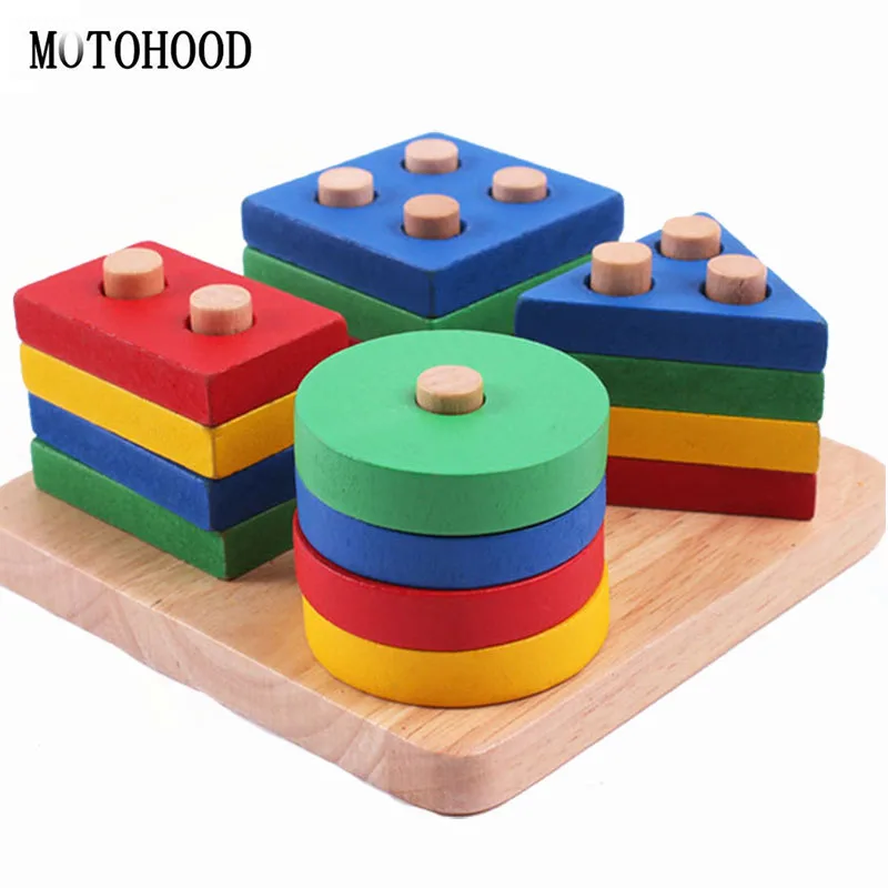 MOTOHOOD 12*12*5,5 cm Holz Baby Intelligenz Bord Spielzeug Geometrische Montage Bausteine Erleuchten Holzspielzeug Für kinder