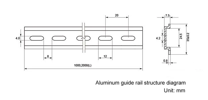 2 Stück C45 Aluminium-Führungsschiene, DIN-Montageclip, Installationsführungsschiene, feste 35-mm-Verdrahtungsreihe, MCB-Befestigungssitz, L: 500 mm – Detail 3