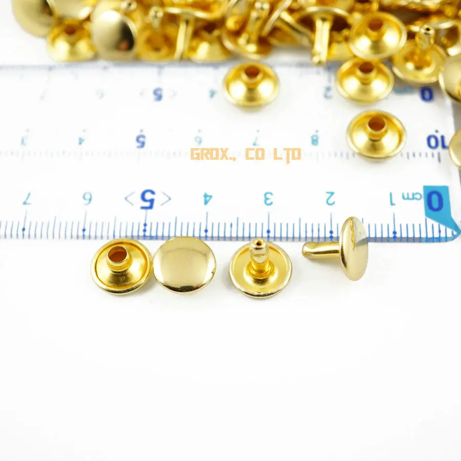 350 set 10*8mm Goud Dubbele Cap Ronde Rapid Rivet Punk Rock Leathercraft Rivet