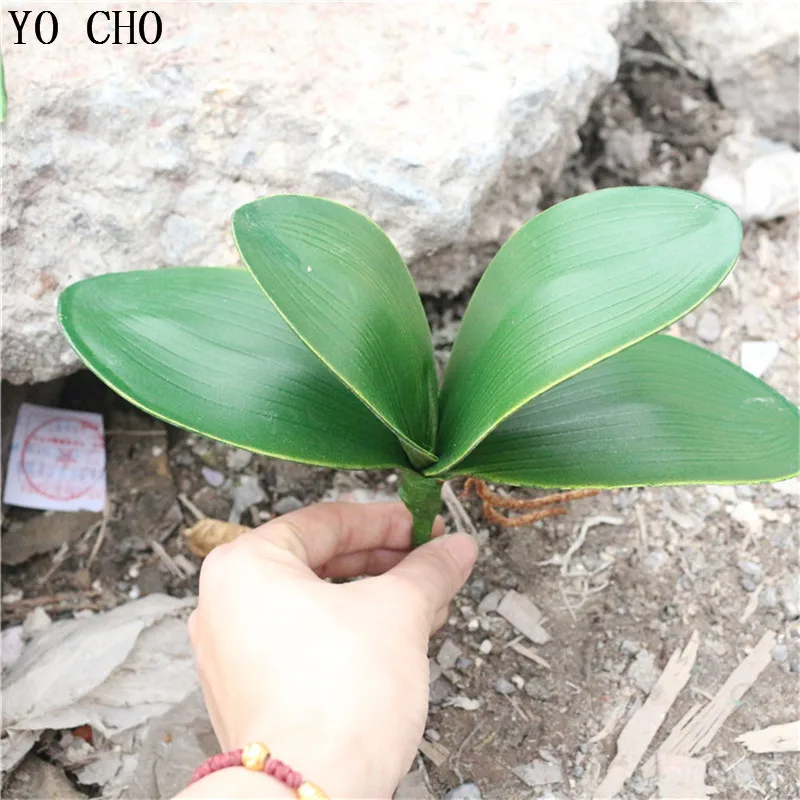 YO CHO  Artificial Plant Phalaenopsis Leaf Real Touch Green Flower Home Living Room Bedroom Decor  Orchid Leaves  High Quality