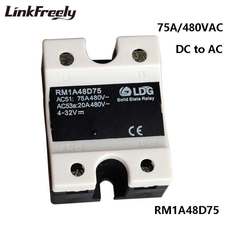 RM1A48D75 75A 220V SSR Relay Solid State DC AC 5pcs, 2SCR Output:42-530VAC Input: 4-32V DC,SMD Mini Voltage Relay Module