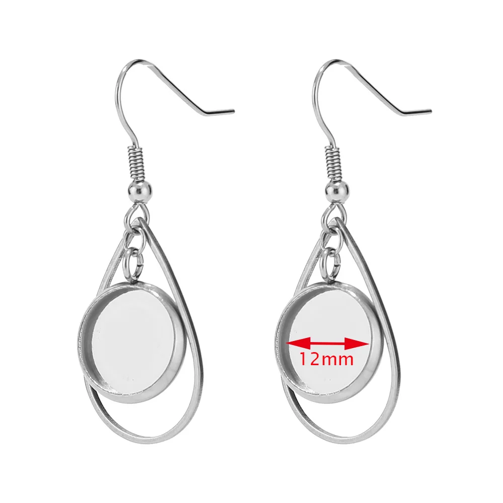 10pcs Teardrop Stainless Steel Earrings Bases Settings Earring Blank DIY Earring Kits 12mm Bezel Earring Tray