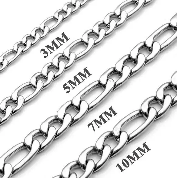 10meter Lot 2.5mm/4mm/6mm/7mm/9mm Width DIY Jewelry Finding/Makings Stainless Steel NK figaro Chain