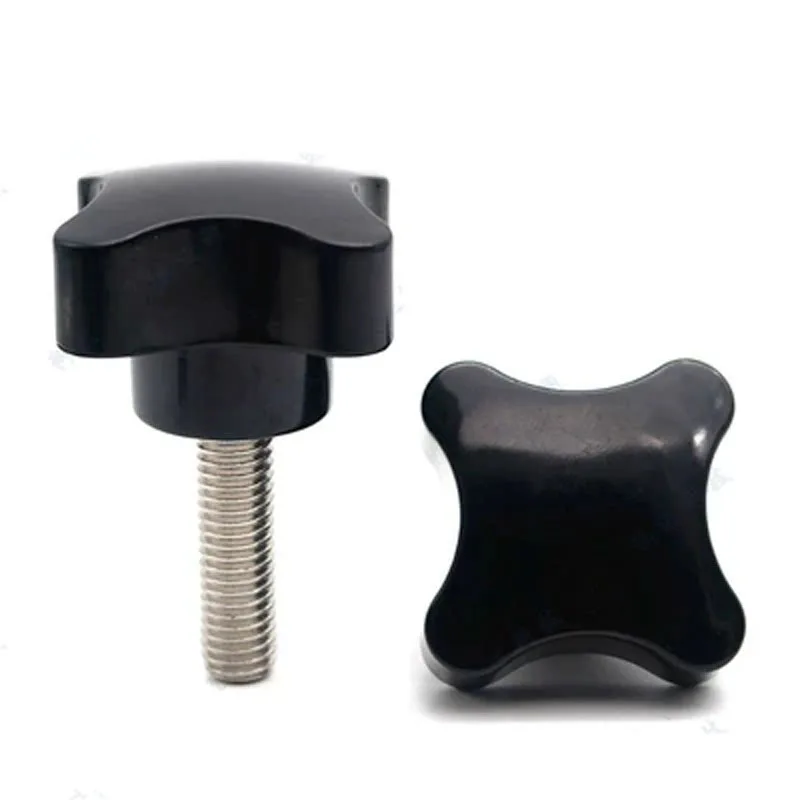 

2pcs M6 304 stainless steel Four-star plastic head hand screw Square handle Cross knob Plus knobs 10mm-50mm Length