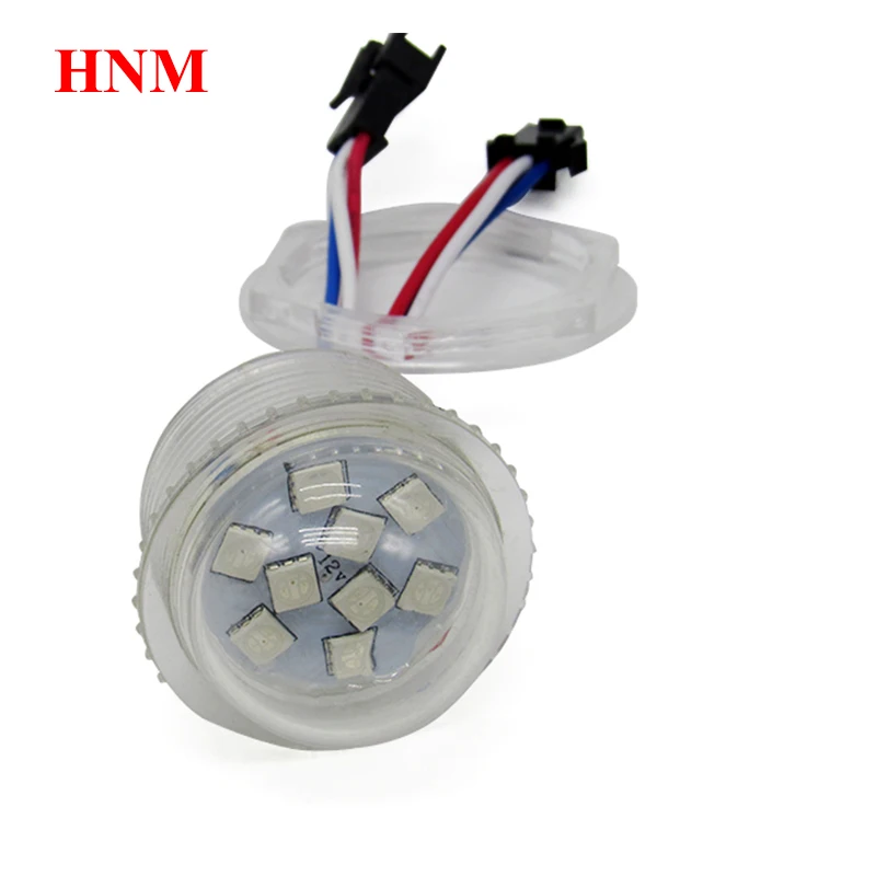 DC 24V 35mm 9LEDs UCS1903 Pixel RGB LED Module Light Digital Full Color Ride Funfair Bulb Lamp Waterproof IP67 Transparent Cover