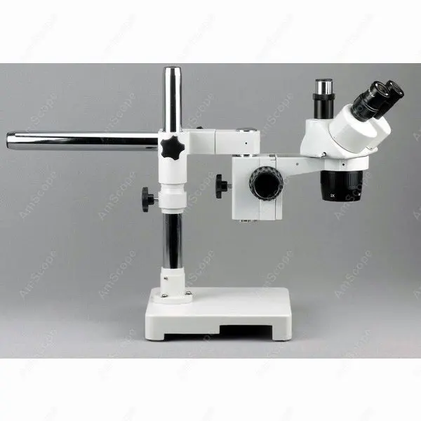 Stereo Microscope-AmScope Supplies 10X-15X-30X-45X Trinocular Stereo Microscope with Single Arm Boom Stand