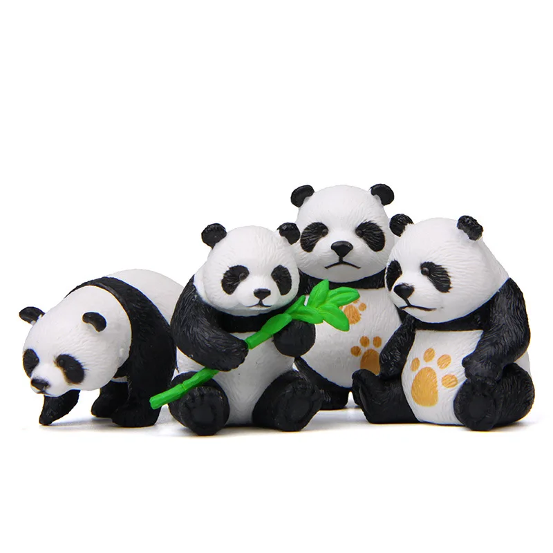 4pcs/lot Kawai Giant Panda Action Figure Toys Home Decor Ornaments PVC DIY Lovely Panda Figure Toys for Kids Gifts