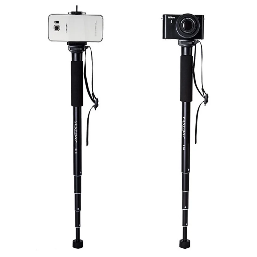 In Lega di alluminio Monopiede per Gopro DLSR Fotocamere REFLEX Allungabile Selfie Stick + Supporto Del Telefono per Il Iphone Huawei Samsung Telefoni Xiaomi