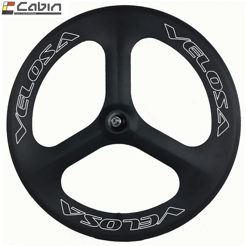 Velosa 70mm depth carbon Tri spoke wheel for 700C clincher road / track bike bicycle wheel 3 spokes carbon wheel