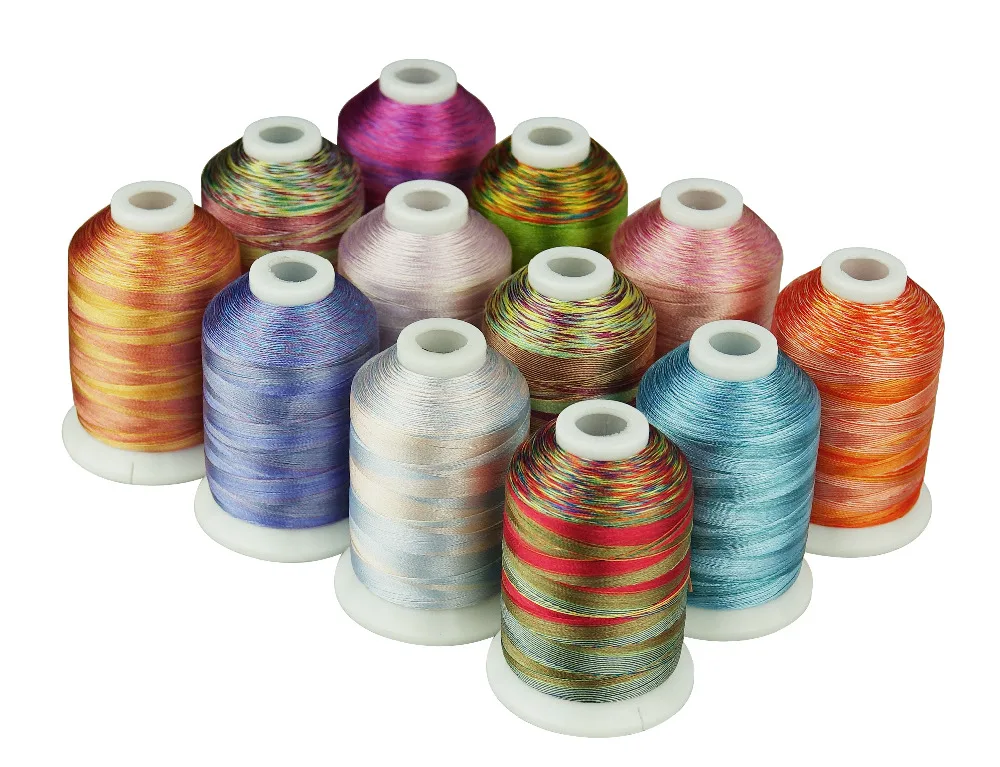 New Arrival SIMTHREAD 120D/2 Variegated Multi-Colors Polyester Embroidery Home Machine Thread