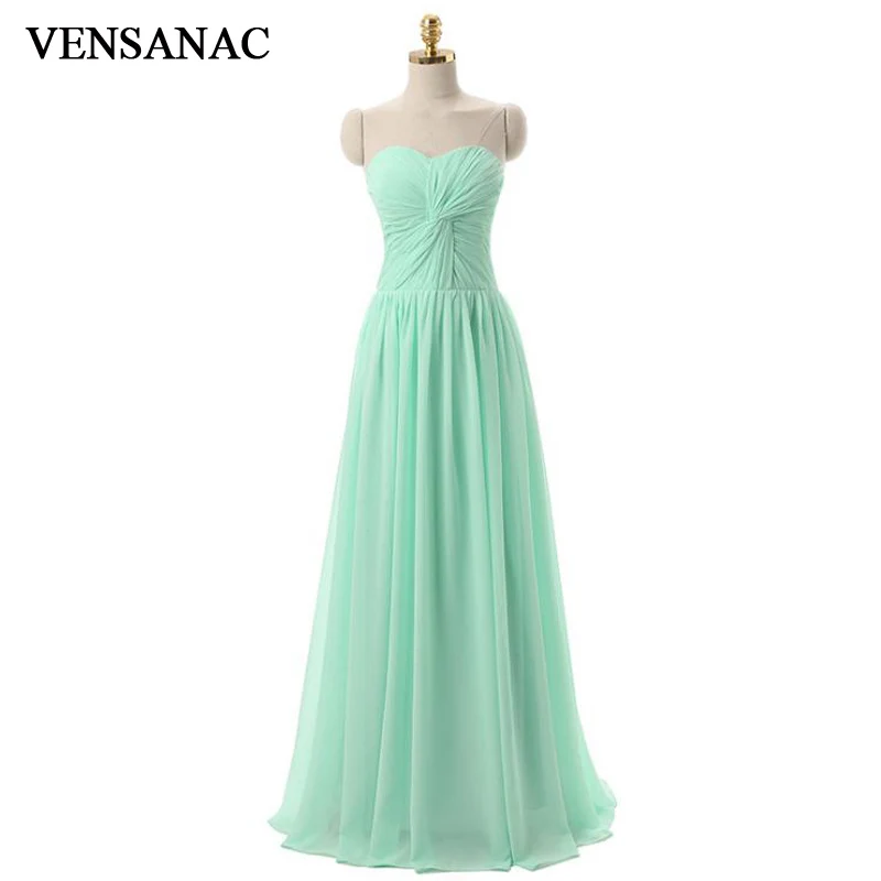 

VENSANAC Strapless 2018 Chiffon Pleat A Line Long Evening Dresses Party Draped Off The Shoulder Backless Prom Gowns