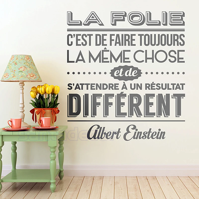 French Vinyl Sticker La Folie C'est De Faire Toujour Wallpaper Mural Wall Art Quote  Poster Home Decor House Decoration