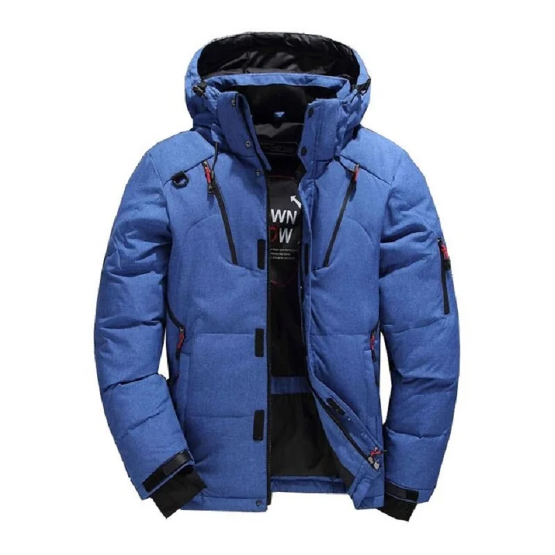 

Fashion Brand Thick Casual Down Jacket Black green Blue Orange Winter Warm White Duck Down Men's Hooded Down Jacket
