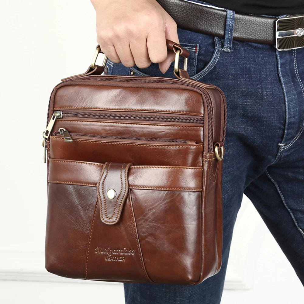 Genuine Leather Business Men\'s Messenger Bags for Men Shoulder Crossbody Bag Male Handbags Tote Purse Travel Bags
