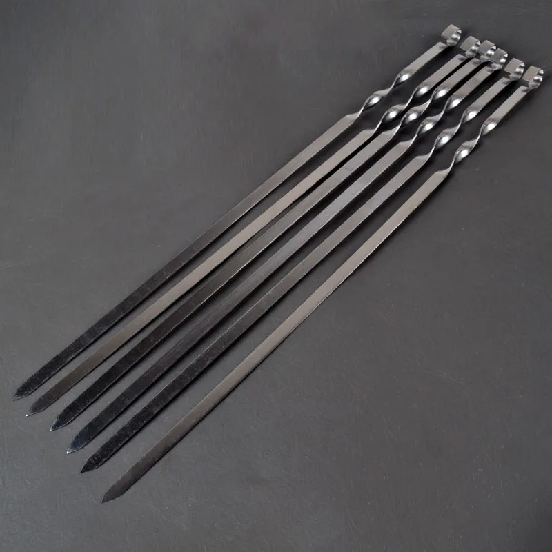 6-12 szt. Szpikulce do grilla ze stali nierdzewnej, duże płaskie igły do barbecue, zestaw metalowych szaszłyków, długie widelce do grilla 21,6'' 55 cm