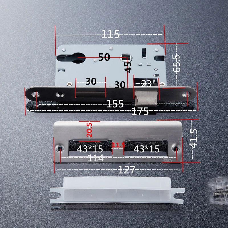 Stainless Steel 50X45 Lock Door Split Lock Body Wooden Door Lockcase Metal Fillet Panel Fit Cylinder Height 29mm
