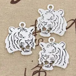 8pcs Charms Roaring Tiger Head 27x24mm Handmade Pendant Making fit,Vintage TibetanBronze,DIY For Bracelet Necklace