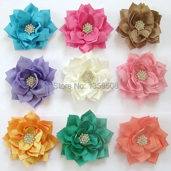 Free Shipping!40pcs/lot 2016 Hair Accessories,Hot Sale Ballerina Flower With Rhinestone Buttons,Girls Hair Accessory