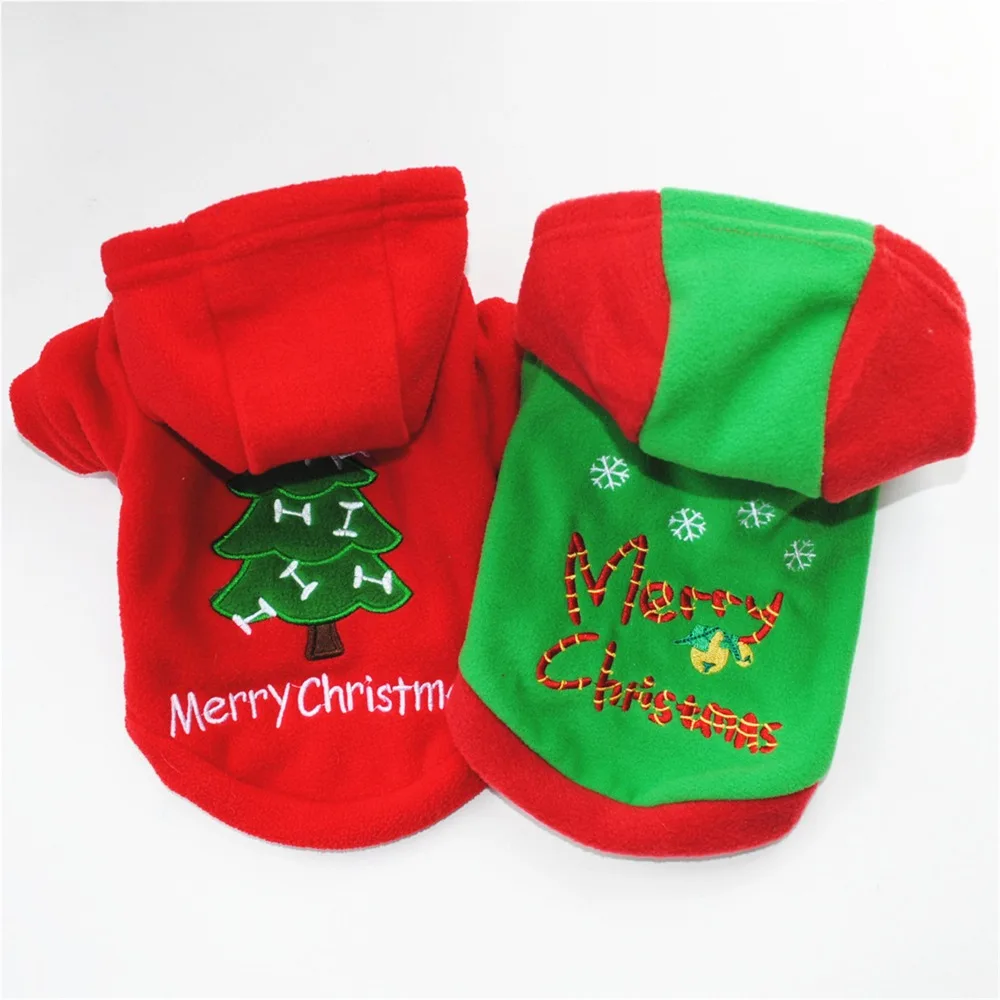 Christmas Hoodies Dog Clothes For Small Dogs Pet Xmas Costumes Fleece Vest Winter Warm Hooded Coat Clothing Cute Puppy Outfit