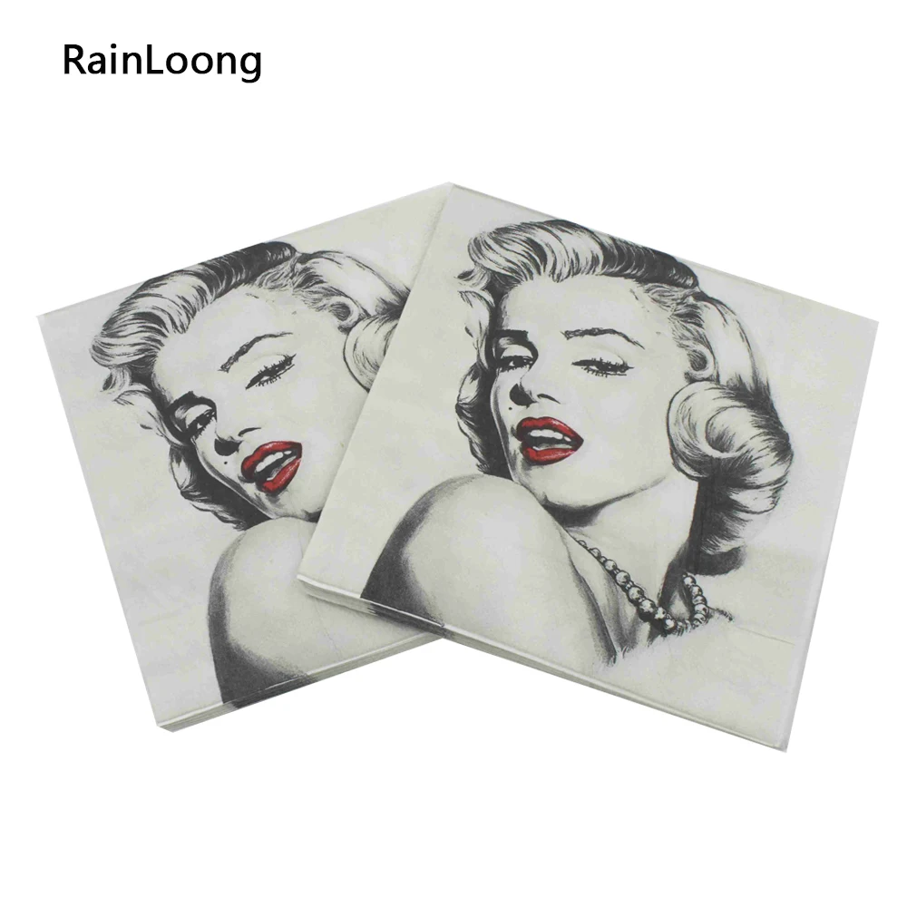 [RainLoong] Marilyn Monroe Paper Napkin Festive & Party Tissue Napkin Supply Party Decoration 33cm*33cm 1 pack (20pcs/pack)