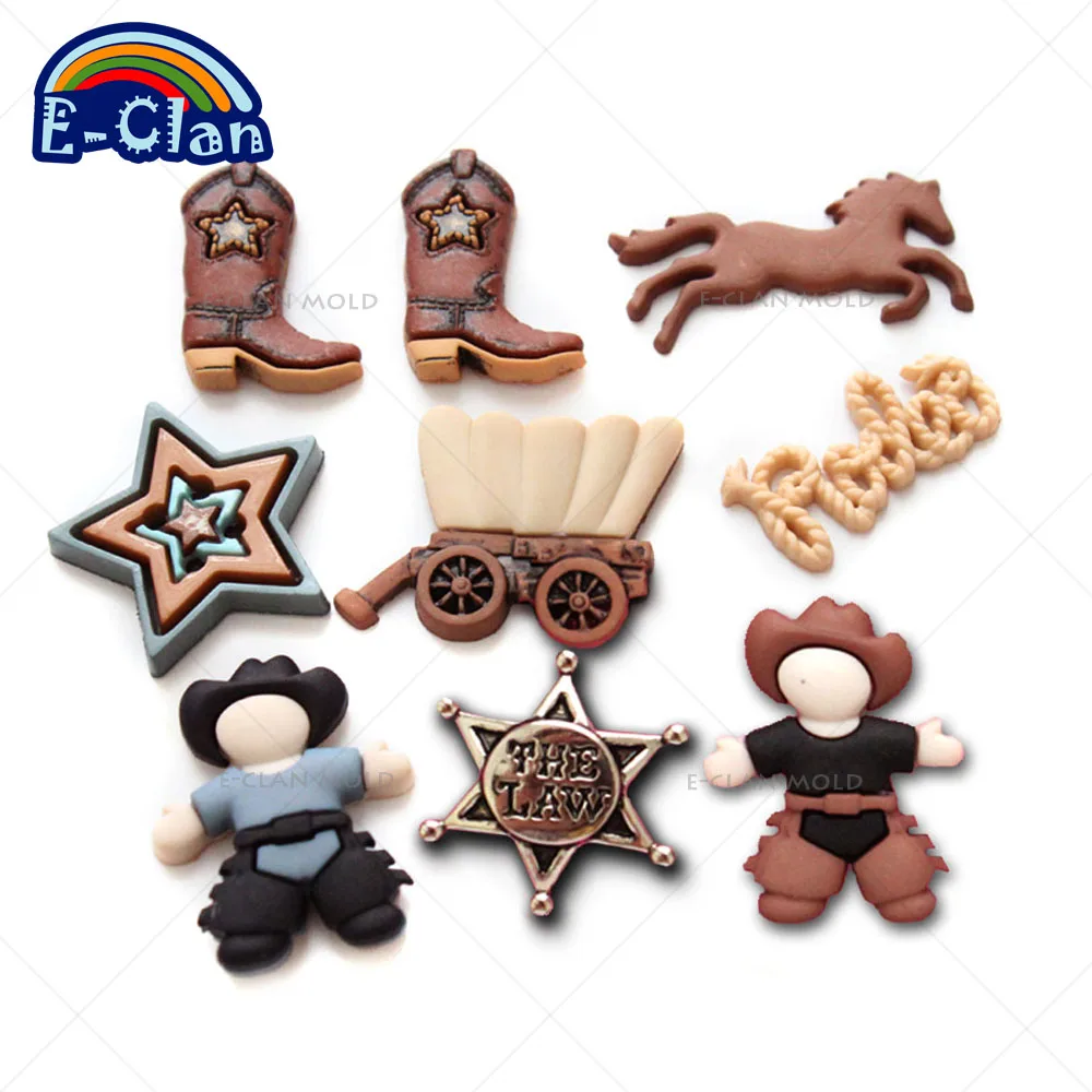 New arrival cowboy series DIY silicone fondant cake molds chocolate soap mould cake tools for the kitchen baking F0388NZ35