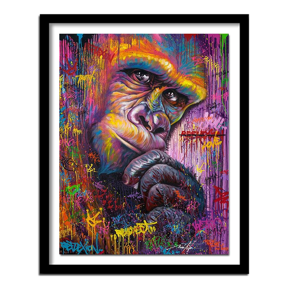 ,Full Round,Diamond Embroidery,Monkey,Wall Decor Painting,DIY,5D,Rhinestones,Pasted,Diamond  Animal,Cross Stitch