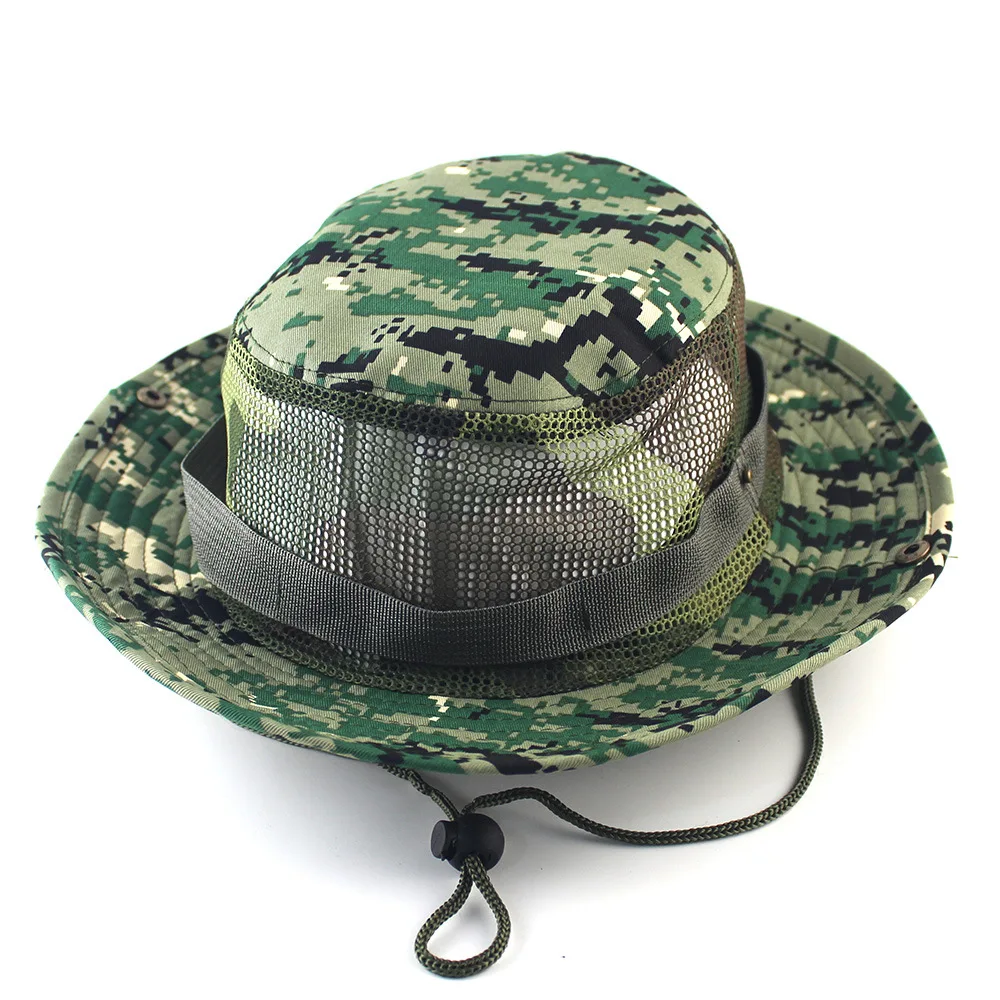 Summer Solid BOONIE HAT High Quality Comfortable Breathable Mesh Bucket Hats Hunting Hiking Fishing Climbing Hat KA053