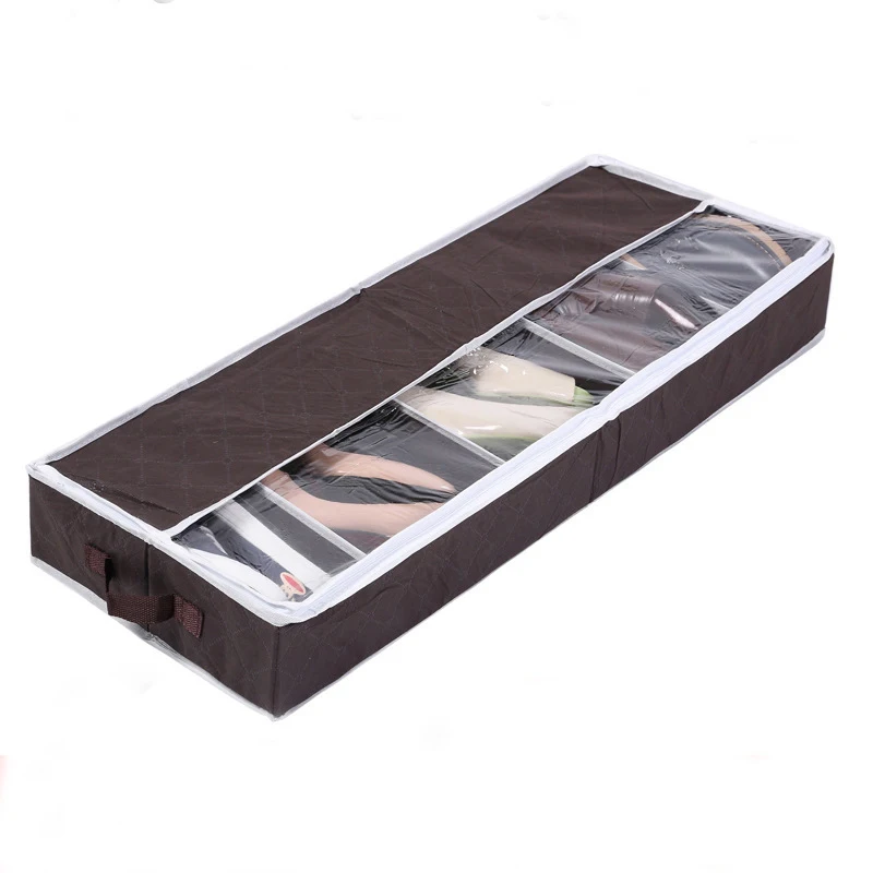 2018 New Folding Washable Shoes Storage Box With Zipper PVC Cover Shoe Organizer Boxes For Boots Socks Bamboo Charcoal Dustproof