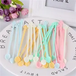 30pcs/set Candy Color Plastic Coffee Spoon Mini Coffee Stirrer Spoon Drinking Tools