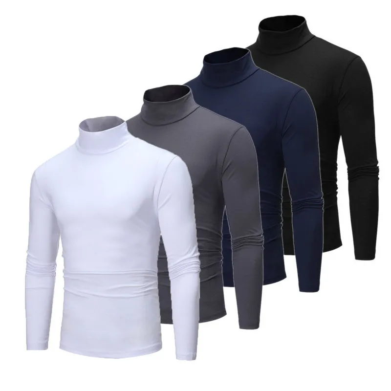 New Autumn Winter Men's Sweater Turtleneck Solid Color Casual Sweaters Long Sleeve Slim Fit Brand Tops Pullovers Plus Size M-2XL