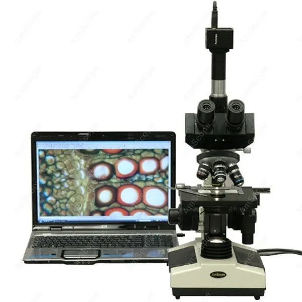 AmScope Biological Trinocular Compound Microscope 40X-1600X+ 20W Halogen, 3D Mechanical Stage + 8MP USB 2.0 Camera