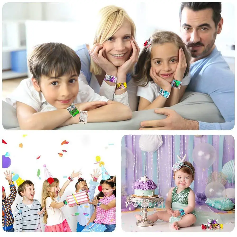 Spielzeug meerjungfrau pailletten Klicken Armband Ring Für Kinder Mädchen Jungen Geburtstag Dekoration Spielzeug