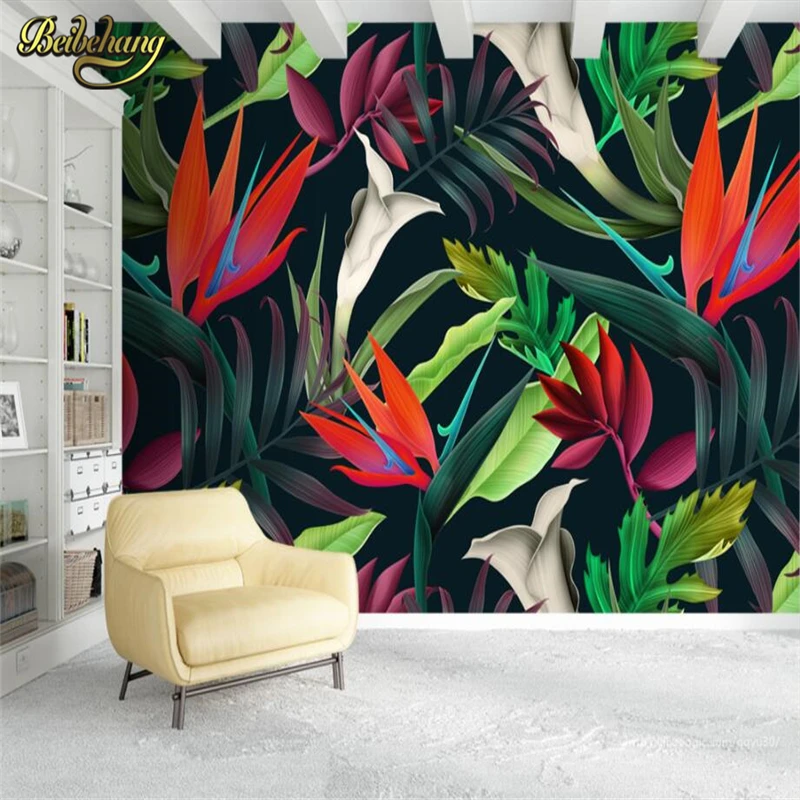 beibehang Custom Tropical plant flowers Photo Wallpaper Bedroom Living Room TV Backdrop papel de parede 3D Mural Wall paper roll