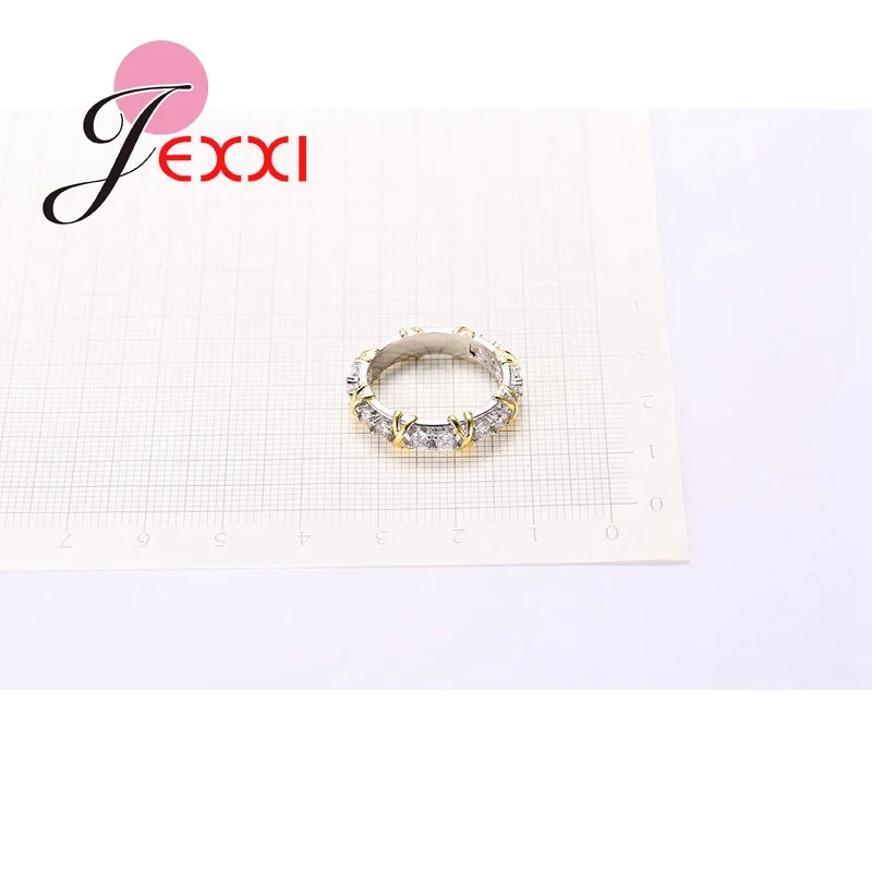 Hot Sale Unique Simple Design 925 Silver Needle Rings For Women Female Clear White Crystal Decoration Promise Ring New Fashion