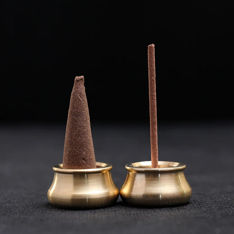 Lychee Life 1pc Bowl Shape Brass Incense Burner Holder for Incense Stick Incense Base Living Room Decoration