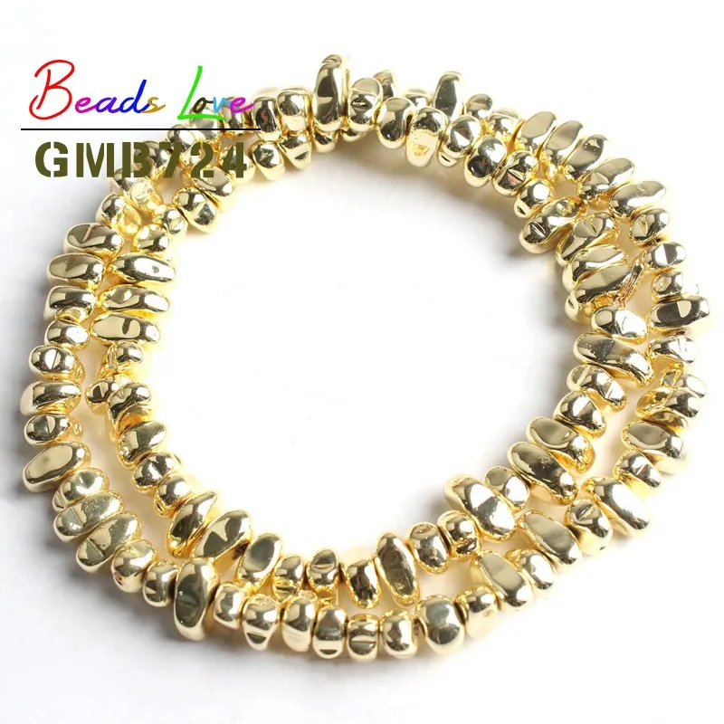 3-10mm Natural Stone Hematite Irregular Gravel Stone Spacer Loose Beads for Jewelry Making Diy Bead Bracelet Necklace 15 Inches