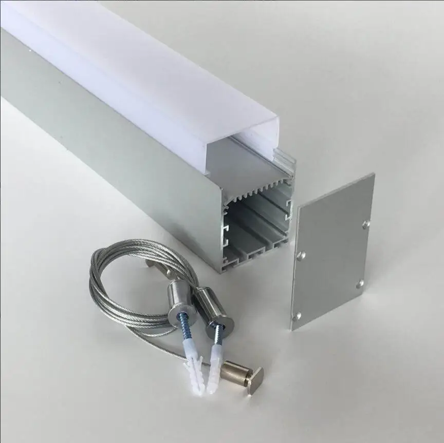 

Free Shipping Aluminium Housing LED Linear Batten Office Light housing with milky cover and end caps and suspended cable