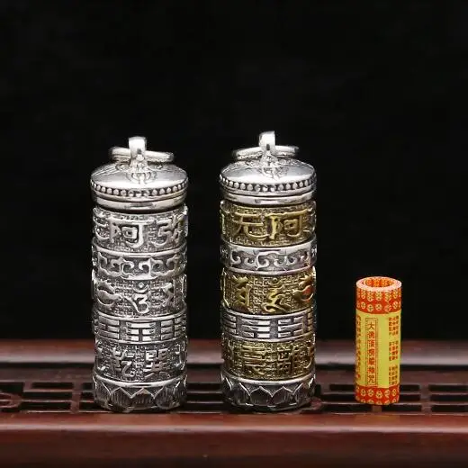 

NEW 925 Silver Tibetan Six Words Proverb Gau Box Pendant Vintage Sterling Tibetan OM Box Pendant Buddhist Prayer Box Pendant