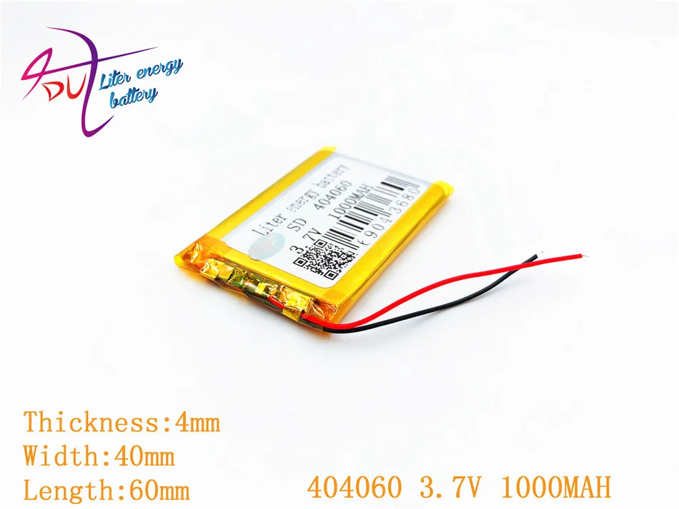 1pcs [SD] 3.7V,1000mAH,[404060] Polymer lithium ion / Li-ion battery for TOY,POWER BANK,GPS,mp3,mp4,cell phone,speaker