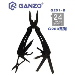 Ganzo G200 series G201-B Multi pliers 24 Tools in One Hand Tool Set Screwdriver Kit Portable Folding Knife Stainless Steel plier