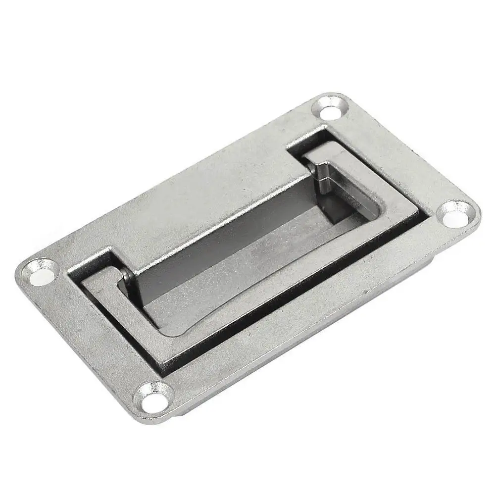 1pc 9.5cm x 6cm/11.1cm x6.9cm Metal Rectangle Shaped Recessed Folding Pull Handle Grip