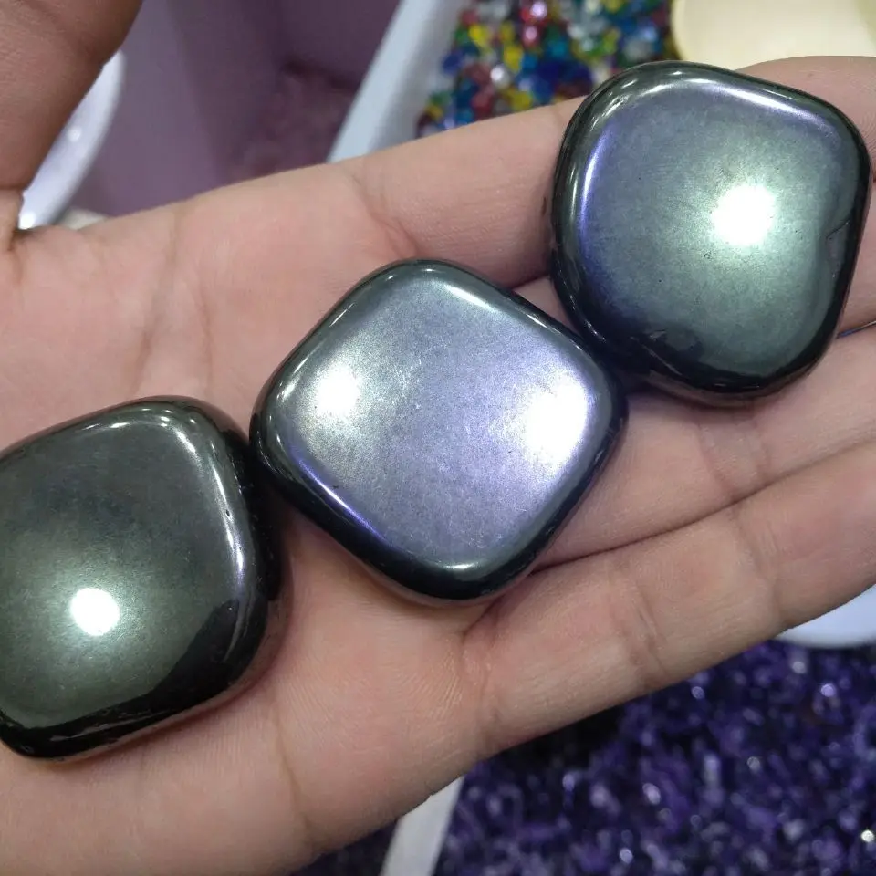 3pcs Black Lodestone Magnetite Tumbled Stone Wicca, Message Reiki Crystal Healing