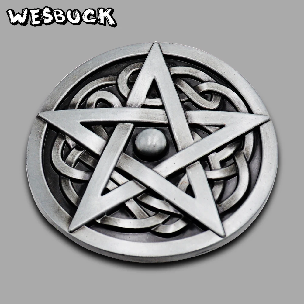 WesBuck Brand Round Keltic Pentagram Belt Buckle