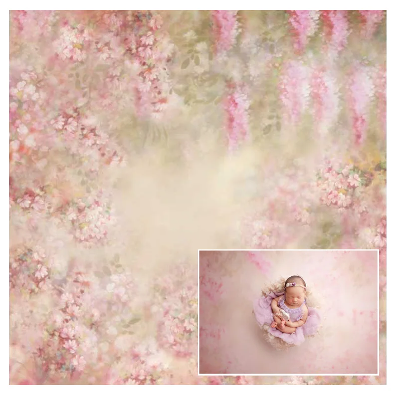 Flower Backdrop Custom Spring Newborn Baby Shower Pink Floral Photography Background For Photo Studio Photozone Photophone Decor