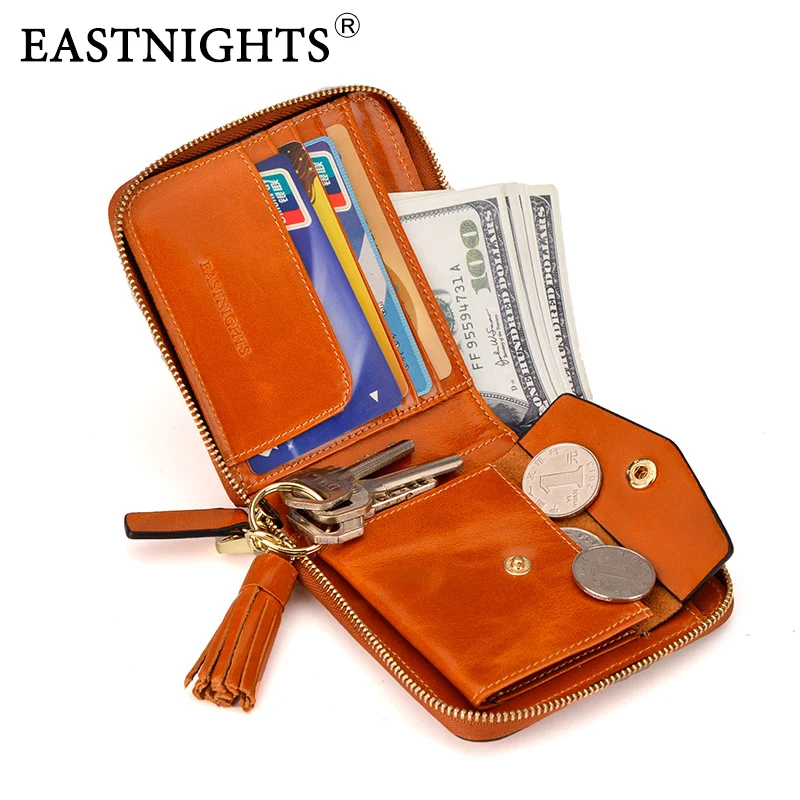 

EASTNIGHTS Women Leather Wallet Zipper Magic Ladies wallets Small Short Woman Purse Genuine Cow Leather Female Wallet TW1330