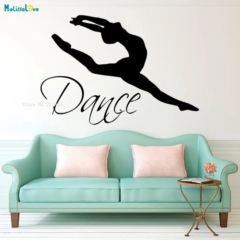 Dance Wall Decal Vinyl Sticker Ballet Dancing Ballerina Acrobatics Gymnastics Quote Home Decor Dancer Studio Removable YT1342