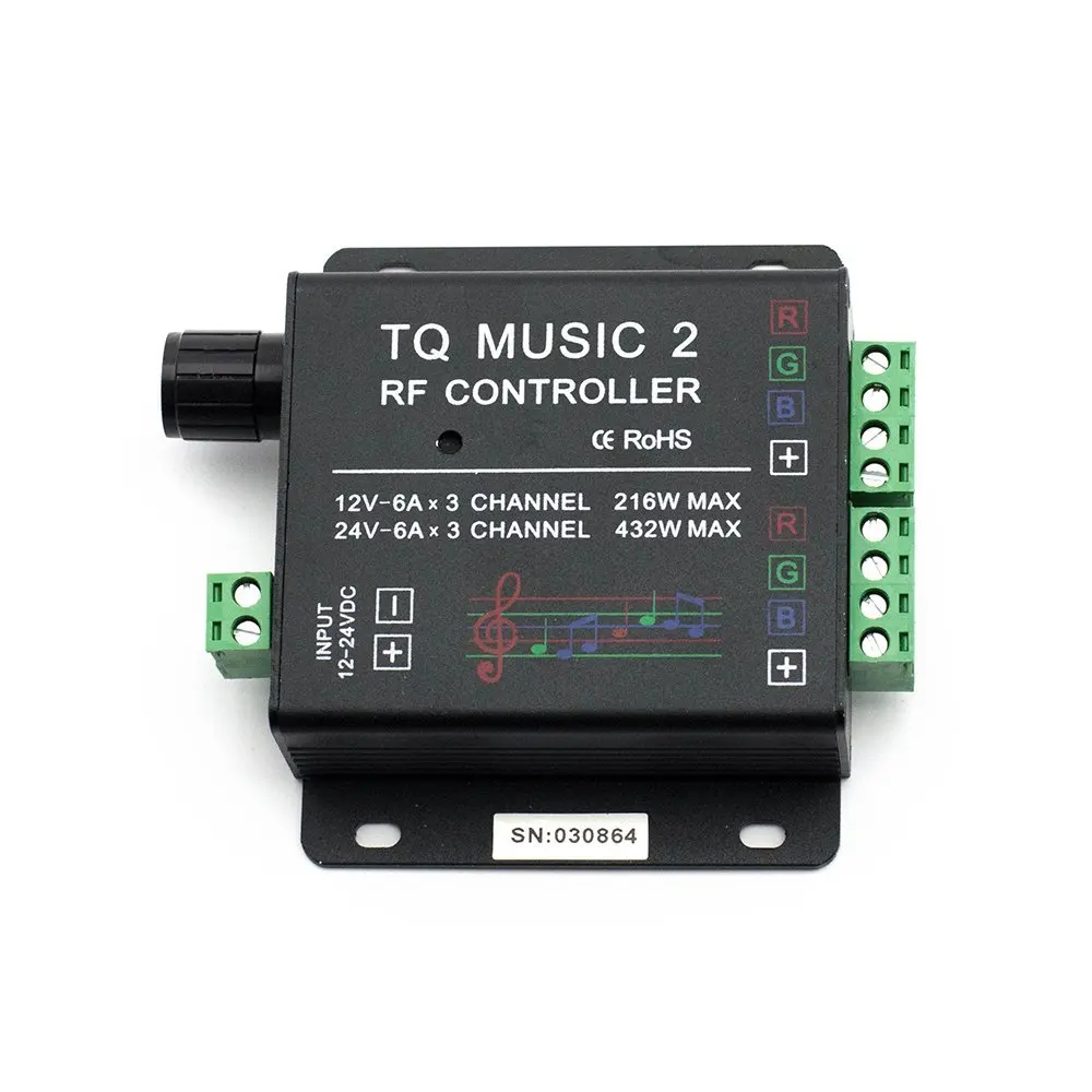 12V 24V LED RGB Music Touch Controller RF Remote Touching Color 3.5MM Audio 15 Music Modes LED Light Strip Controller