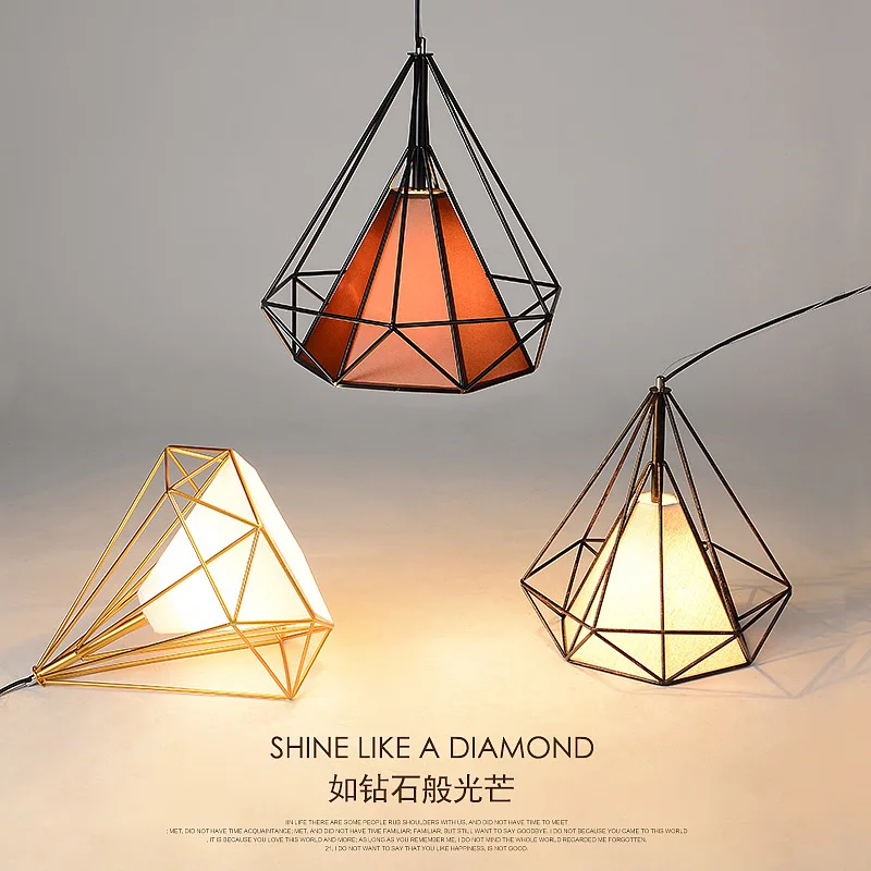 

Creative restaurant lights retro light Scandinavian loft pyramid lamp Birdcage pendant lights modern iron minimalist LED bulb