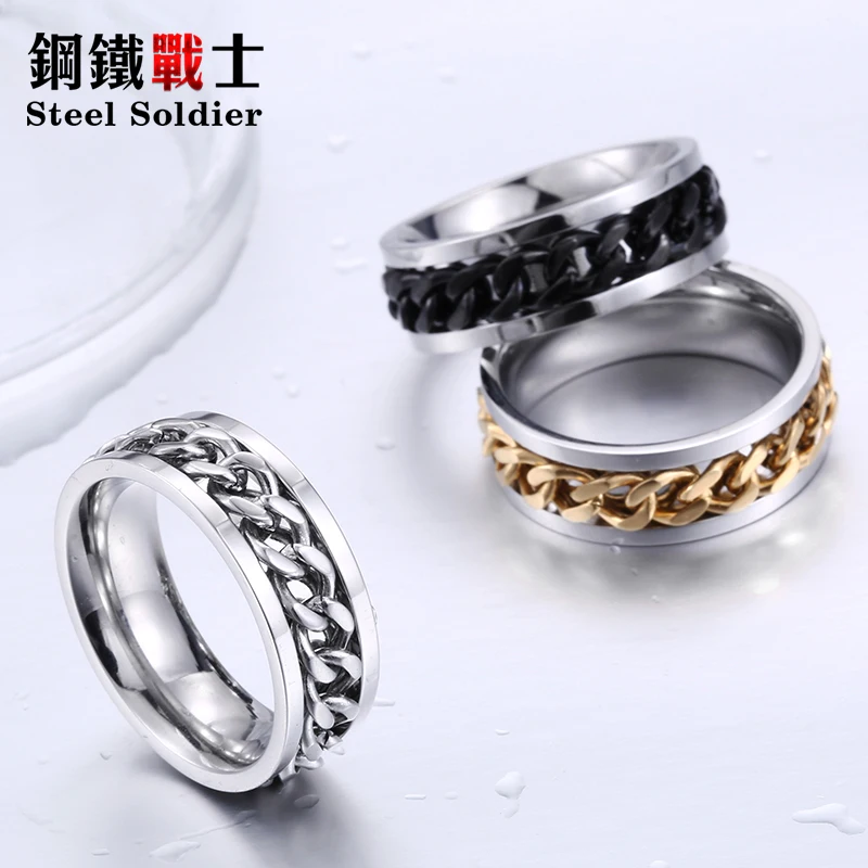 Steel soldier stainless steel KNITTING ring rotating high quality jewelry for men and women fashion jewelry