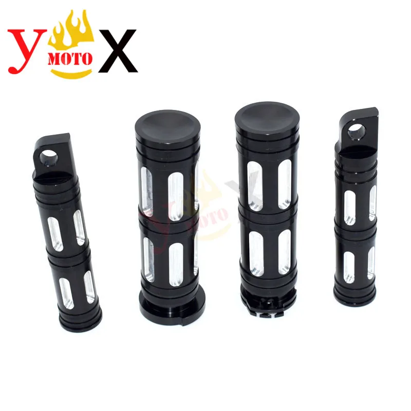 Motorcycle CNC Edge Cut Footpeg Foot Rest + 25MM Handlebar Hand Grips For Harley Softail Touring Sportster XL Street XG 750 500